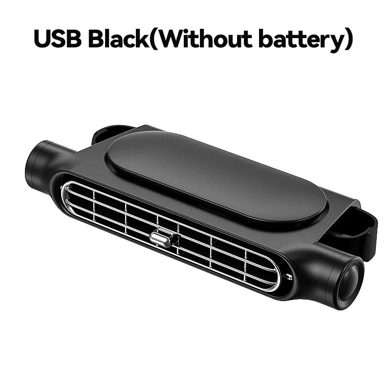 Охлаждащ вентилатор за автомобилен задглавник, 3 скорости, USB 5V/2A, батерия 3000 mAh