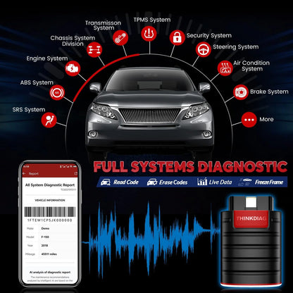 Thinkdiag OBD2 автомобилен диагностичен скенер – пълна системна диагностика, 16 ресет функции, 1 година безплатни ъпдейти