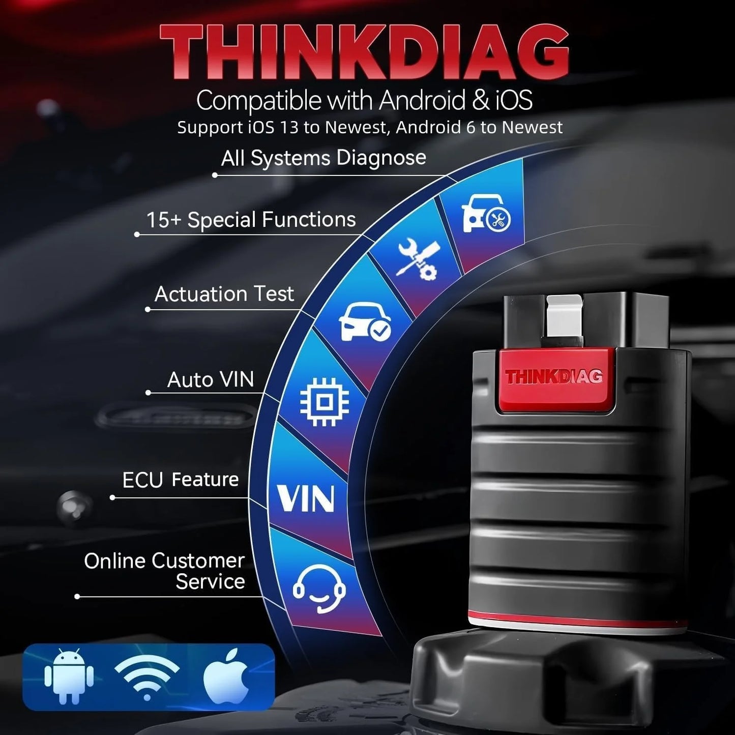 Thinkdiag OBD2 автомобилен диагностичен скенер – пълна системна диагностика, 16 ресет функции, 1 година безплатни ъпдейти