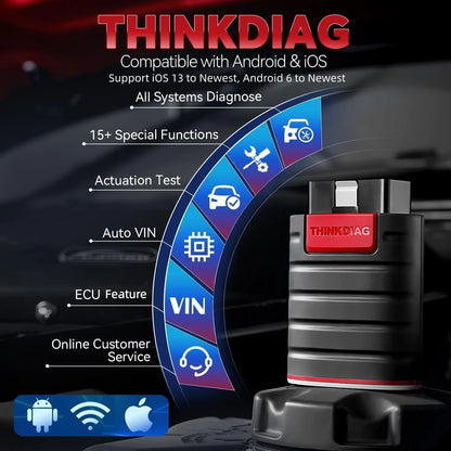 Thinkdiag OBD2 автомобилен диагностичен скенер – пълна системна диагностика, 16 ресет функции, 1 година безплатни ъпдейти