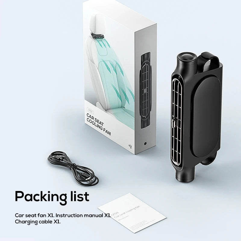 Yanace 12V USB вентилатор за автомобилна седалка, за монтаж на подглавник, силен въздушен поток, универсален за повечето автомобили