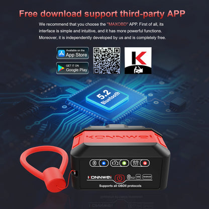 KONNWEI KW906 OBD2 Bluetooth 5.0 диагностичен адаптер ELM327 v1.5 за Android/iOS, PIC18F25K80