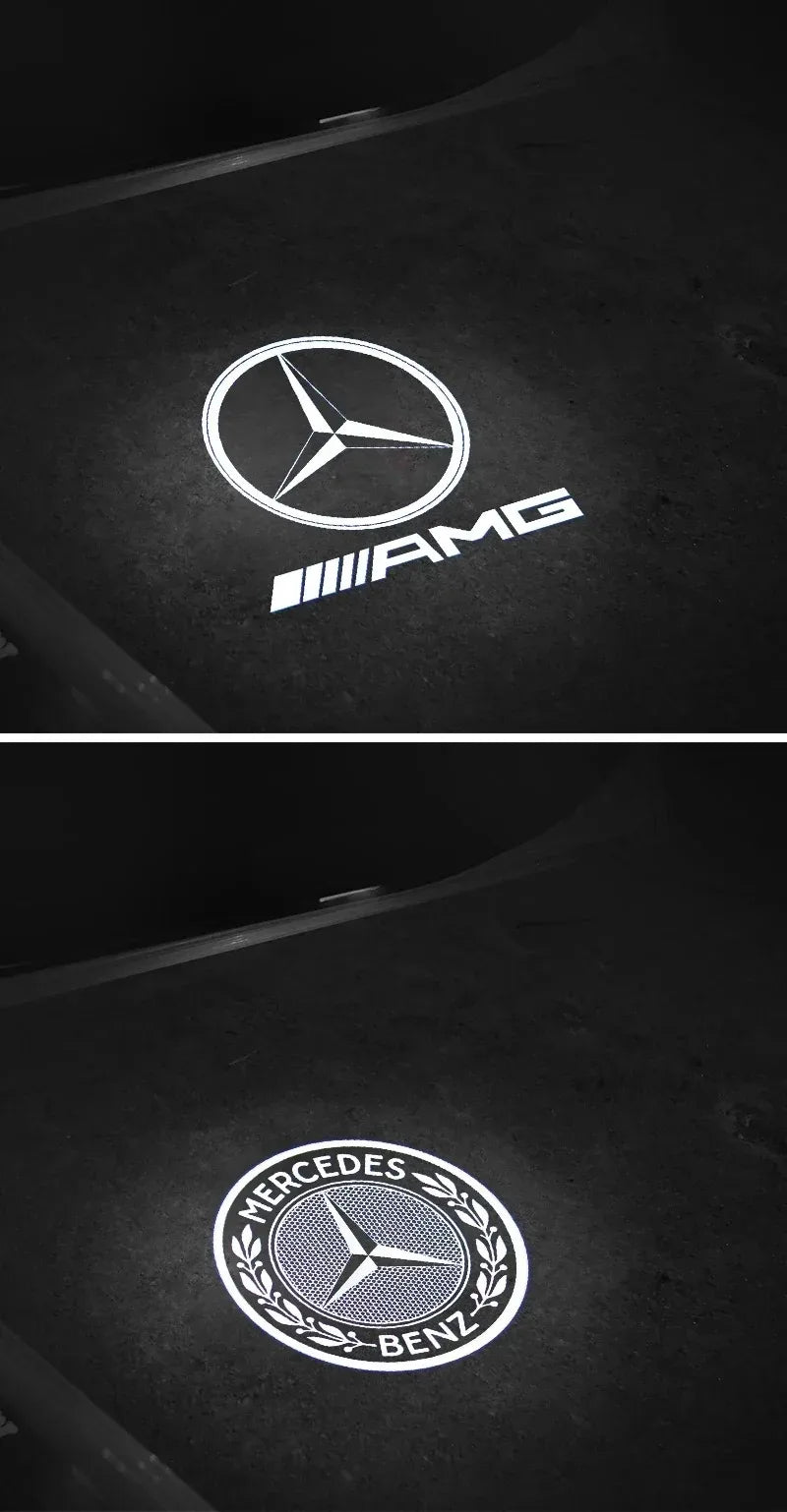 Комплект 2 бр. LED прожектори за врати с лого за Mercedes-Benz (GT, W223, W639, W168, W245, W215, W164, X164, W204, W219, W206, W209, W218)