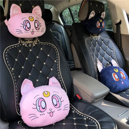 Универсална плюшена възглавница за автомобилен подглавник Lucy Cat – опора за врат и рамене