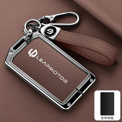 Калъф за NFC смарт ключ Leapmotor C10/C11/C16, цинкова сплав и кожа