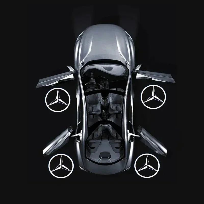 Комплект 2 бр. LED прожектори за врати с лого за Mercedes-Benz (GT, W223, W639, W168, W245, W215, W164, X164, W204, W219, W206, W209, W218)
