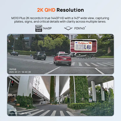 70mai M310 Plus 2K автомобилен видеорегистратор 1440p, 143° зрителен ъгъл, нощно виждане, гласово управление, 24-часов мониторинг при паркиране