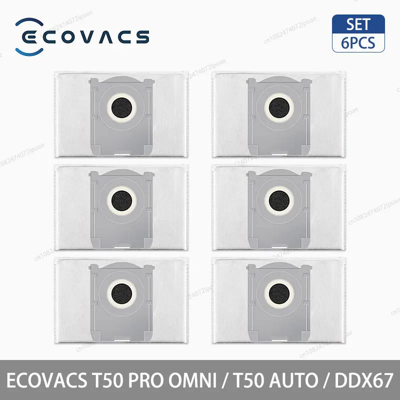 Аксесоари и консумативи за робот прахосмукачка ECOVACS T50 Pro Omni, T50 Auto, DDX67 – основна четка, странична четка, HEPA филтър, моп кърпа, торбичка за прах