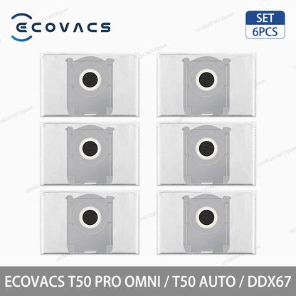 Аксесоари и консумативи за робот прахосмукачка ECOVACS T50 Pro Omni, T50 Auto, DDX67 – основна четка, странична четка, HEPA филтър, моп кърпа, торбичка за прах