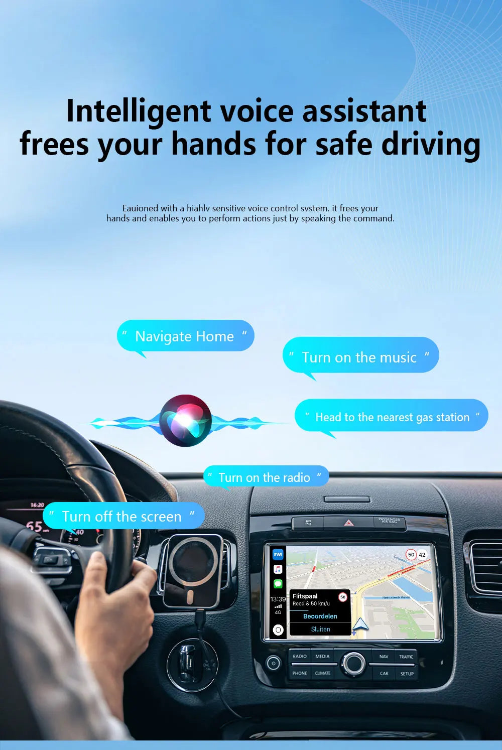 Безжичен CarPlay адаптер за автомобил с Bluetooth и огледално отразяване на екрана, 4-в-1, Plug-and-Play