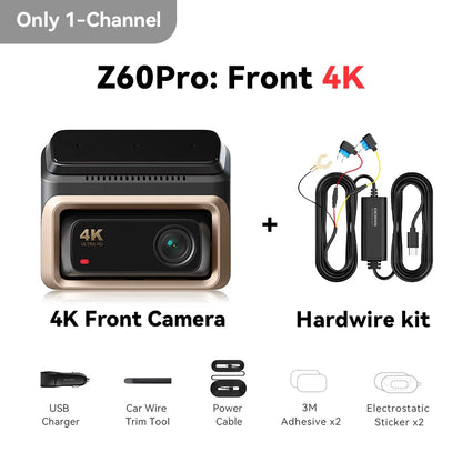 DDPAI Z60 Pro 4K двуканален автомобилен видеорегистратор (предна и вътрешна камера), HDR, сензор Sony STARVIS 2 IMX678, 5 GHz Wi‑Fi, GPS, ADAS, 4G
