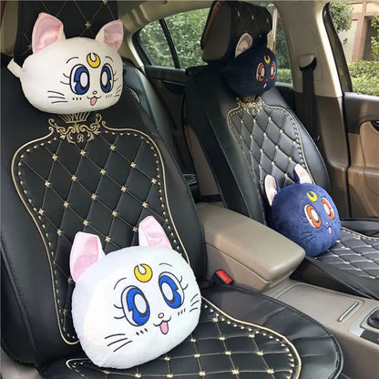 Универсална плюшена възглавница за автомобилен подглавник Lucy Cat – опора за врат и рамене