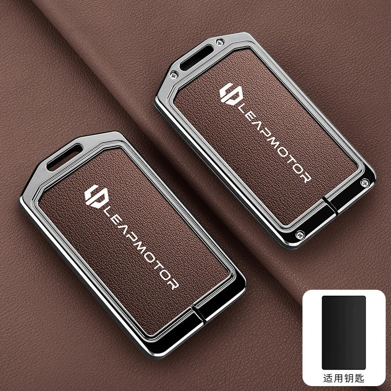 Калъф за NFC смарт ключ Leapmotor C10/C11/C16, цинкова сплав и кожа