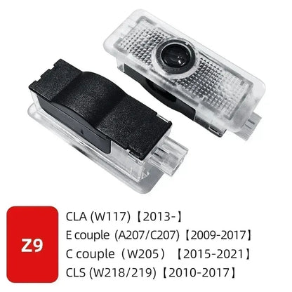 Комплект 2 бр. LED прожектори за врати с лого за Mercedes-Benz (GT, W223, W639, W168, W245, W215, W164, X164, W204, W219, W206, W209, W218)