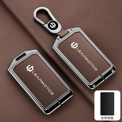 Калъф за NFC смарт ключ Leapmotor C10/C11/C16, цинкова сплав и кожа