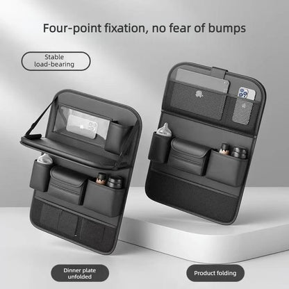 Органайзер за гръб на автомобилна седалка със сгъваема масичка, поставка за таблет и поставка за салфетки