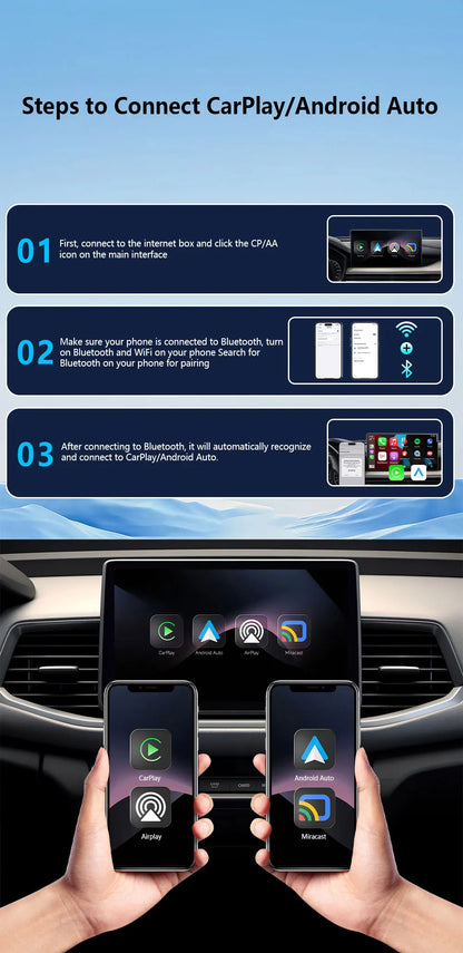 Безжичен CarPlay адаптер за автомобил с Bluetooth и огледално отразяване на екрана, 4-в-1, Plug-and-Play