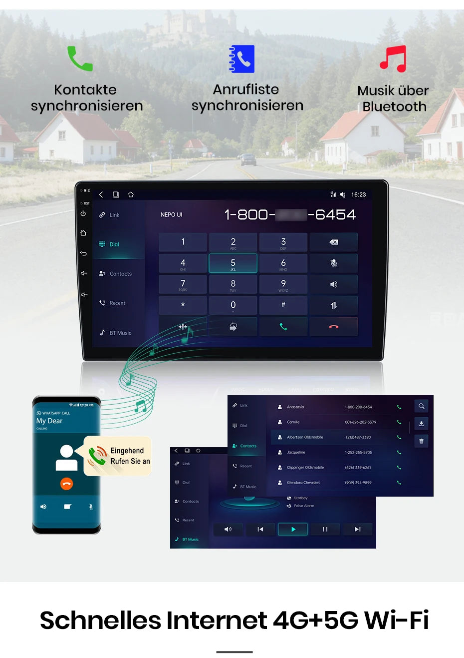 Junsun 9" Android 15 2DIN автомобилна мултимедия за Peugeot 206/206 CC/206 SW (2000–2008), IPS дисплей, GPS навигация, Bluetooth 4.0, Wireless Apple CarPlay и Android Auto
