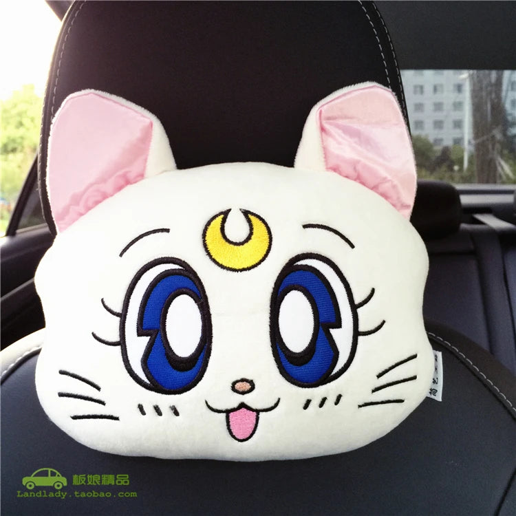 Универсална плюшена възглавница за автомобилен подглавник Lucy Cat – опора за врат и рамене