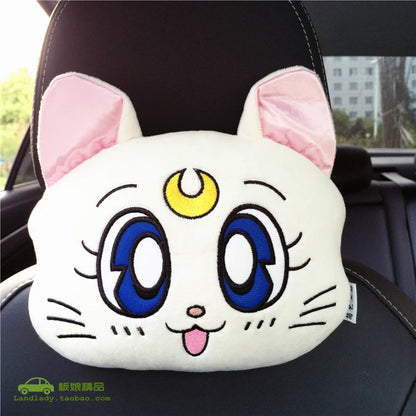 Универсална плюшена възглавница за автомобилен подглавник Lucy Cat – опора за врат и рамене