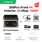 DDPAI Z60 Pro 4K двуканален автомобилен видеорегистратор (предна и вътрешна камера), HDR, сензор Sony STARVIS 2 IMX678, 5 GHz Wi‑Fi, GPS, ADAS, 4G