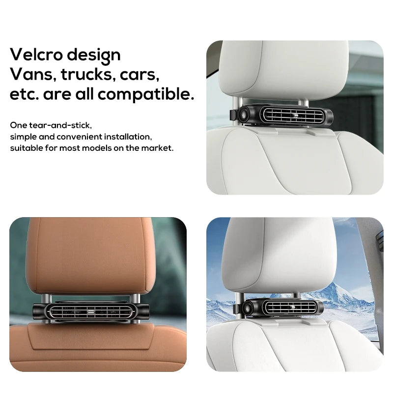 Yanace 12V USB вентилатор за автомобилна седалка, за монтаж на подглавник, силен въздушен поток, универсален за повечето автомобили