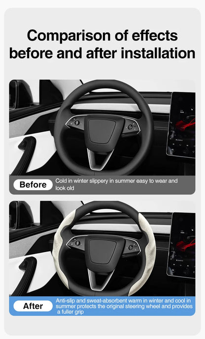Противохлъзгащ калъф за волан Heenvn за Tesla Model Y (Juniper) и Model 3 (Highland) 2025–2026