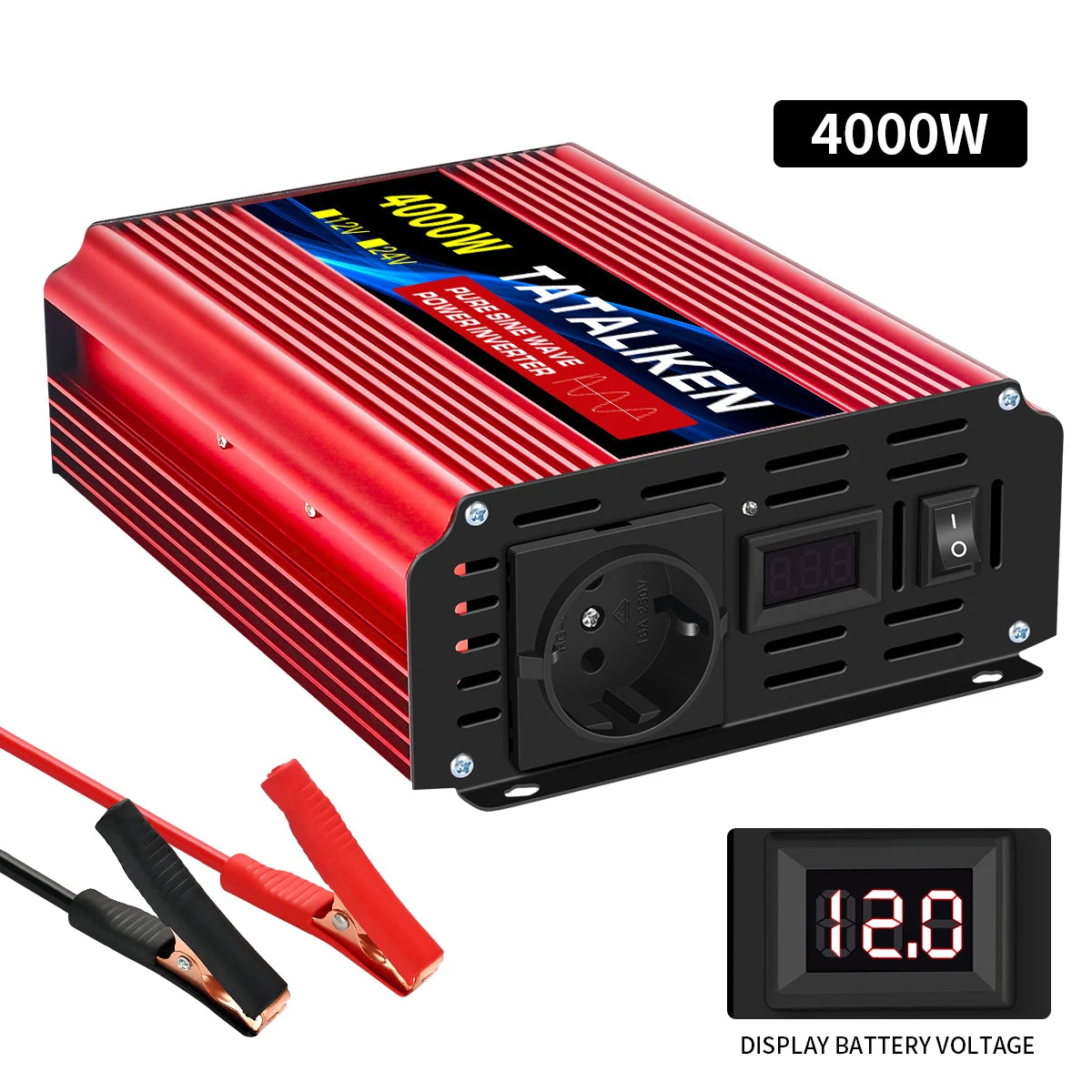 Автомобилен инвертор 12V към 220V 50Hz, чиста синусоида, EU контакт, с LED индикация