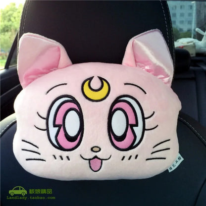 Универсална плюшена възглавница за автомобилен подглавник Lucy Cat – опора за врат и рамене