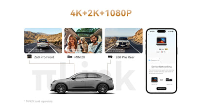 DDPAI Z60 Pro 4K двуканален автомобилен видеорегистратор (предна и вътрешна камера), HDR, сензор Sony STARVIS 2 IMX678, 5 GHz Wi‑Fi, GPS, ADAS, 4G