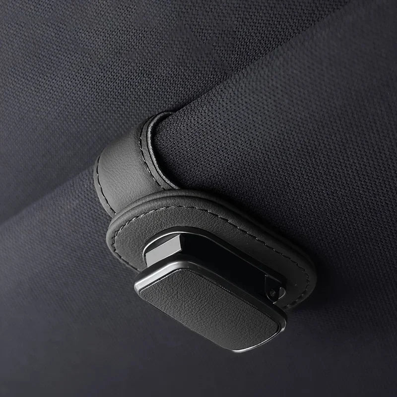 Автомобилна щипка за сенник за очила и смартфон, PU кожа