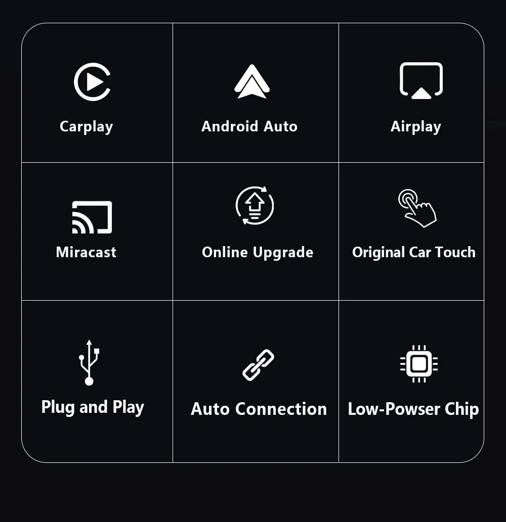 Безжичен CarPlay адаптер за автомобил с Bluetooth и огледално отразяване на екрана, 4-в-1, Plug-and-Play