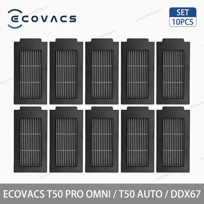 Аксесоари и консумативи за робот прахосмукачка ECOVACS T50 Pro Omni, T50 Auto, DDX67 – основна четка, странична четка, HEPA филтър, моп кърпа, торбичка за прах