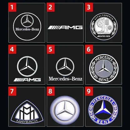 Комплект 2 бр. LED прожектори за врати с лого за Mercedes-Benz (GT, W223, W639, W168, W245, W215, W164, X164, W204, W219, W206, W209, W218)