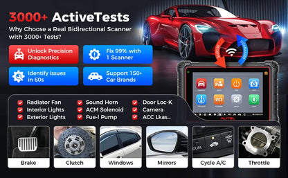 Autel MaxiCOM MK900 диагностичен уред OBD2 – всички системи, 40+ сервизни функции, двупосочно управление, активни тестове, DoIP/CAN FD, Android 11, 8" дисплей, 4GB/64GB