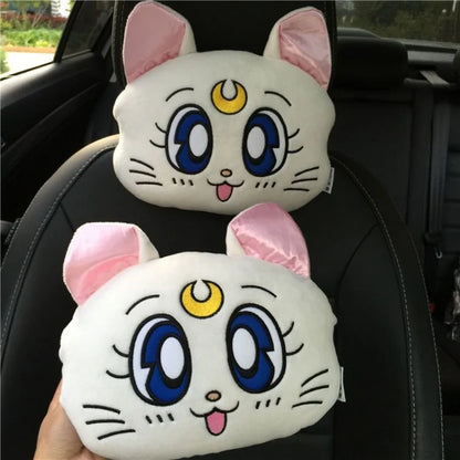 Универсална плюшена възглавница за автомобилен подглавник Lucy Cat – опора за врат и рамене