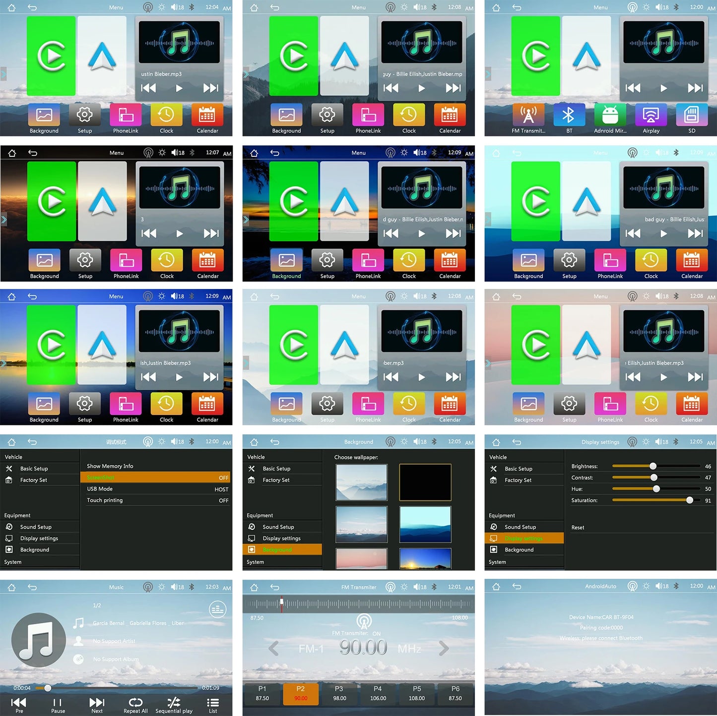 Podofo 7" преносим автомобилен дисплей с безжичен CarPlay/Android Auto, AirPlay, Bluetooth, FM трансмитер, AUX, HD 1024x600