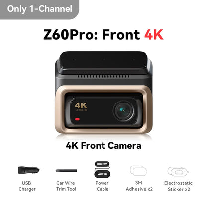 DDPAI Z60 Pro 4K двуканален автомобилен видеорегистратор (предна и вътрешна камера), HDR, сензор Sony STARVIS 2 IMX678, 5 GHz Wi‑Fi, GPS, ADAS, 4G