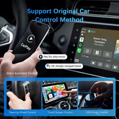Безжичен адаптер 2-в-1 CarPlay/Android Auto Ezonetronics, съвместим с Mercedes‑Benz, VW Golf, BMW, Audi, Honda, Toyota
