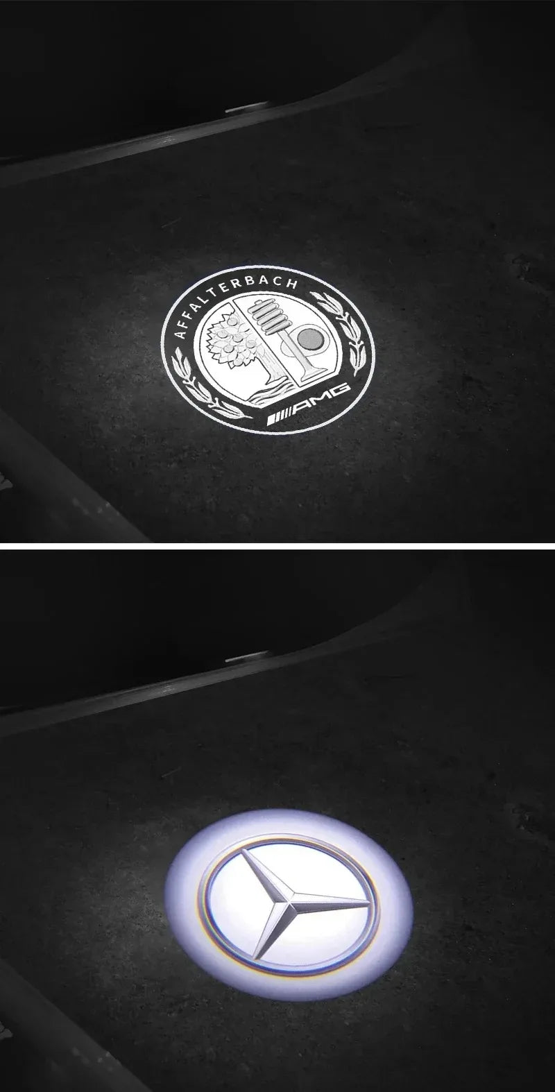 Комплект 2 бр. LED прожектори за врати с лого за Mercedes-Benz (GT, W223, W639, W168, W245, W215, W164, X164, W204, W219, W206, W209, W218)