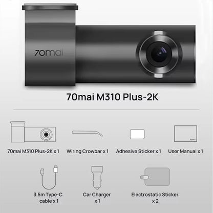 70mai M310 Plus 2K автомобилен видеорегистратор 1440p, 143° зрителен ъгъл, нощно виждане, гласово управление, 24-часов мониторинг при паркиране