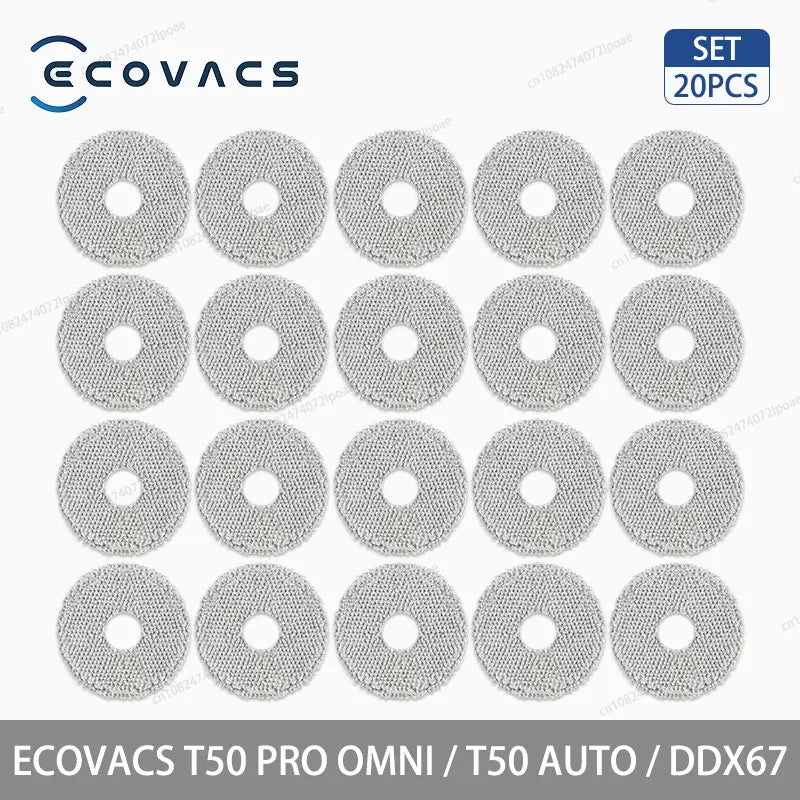 Аксесоари и консумативи за робот прахосмукачка ECOVACS T50 Pro Omni, T50 Auto, DDX67 – основна четка, странична четка, HEPA филтър, моп кърпа, торбичка за прах
