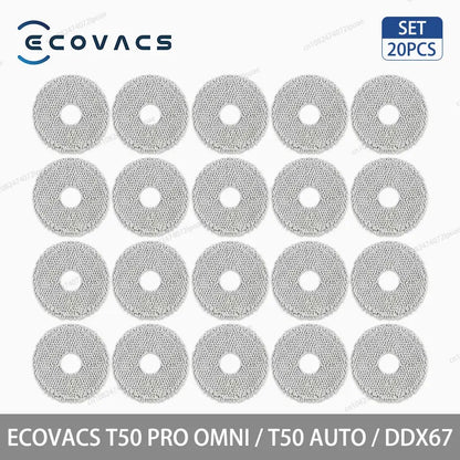 Аксесоари и консумативи за робот прахосмукачка ECOVACS T50 Pro Omni, T50 Auto, DDX67 – основна четка, странична четка, HEPA филтър, моп кърпа, торбичка за прах