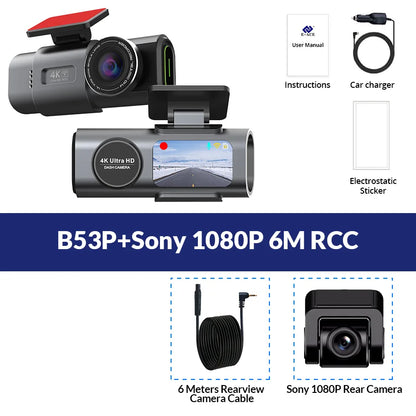 Автомобилен видеорегистратор 4K UHD с нощно виждане, вграден Wi‑Fi, GPS и режим паркиране 24/7