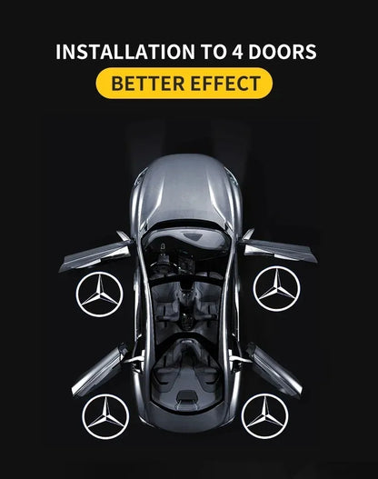 Комплект 2 бр. LED прожектори за врати с лого за Mercedes-Benz (GT, W223, W639, W168, W245, W215, W164, X164, W204, W219, W206, W209, W218)