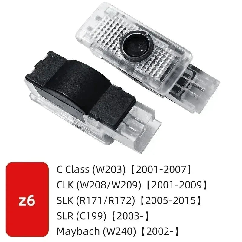 Комплект 2 бр. LED прожектори за врати с лого за Mercedes-Benz (GT, W223, W639, W168, W245, W215, W164, X164, W204, W219, W206, W209, W218)
