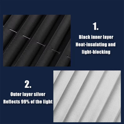 Автомобилен прибиращ се слънцезащитен сенник за предно/задно стъкло с вендузи, UV защита