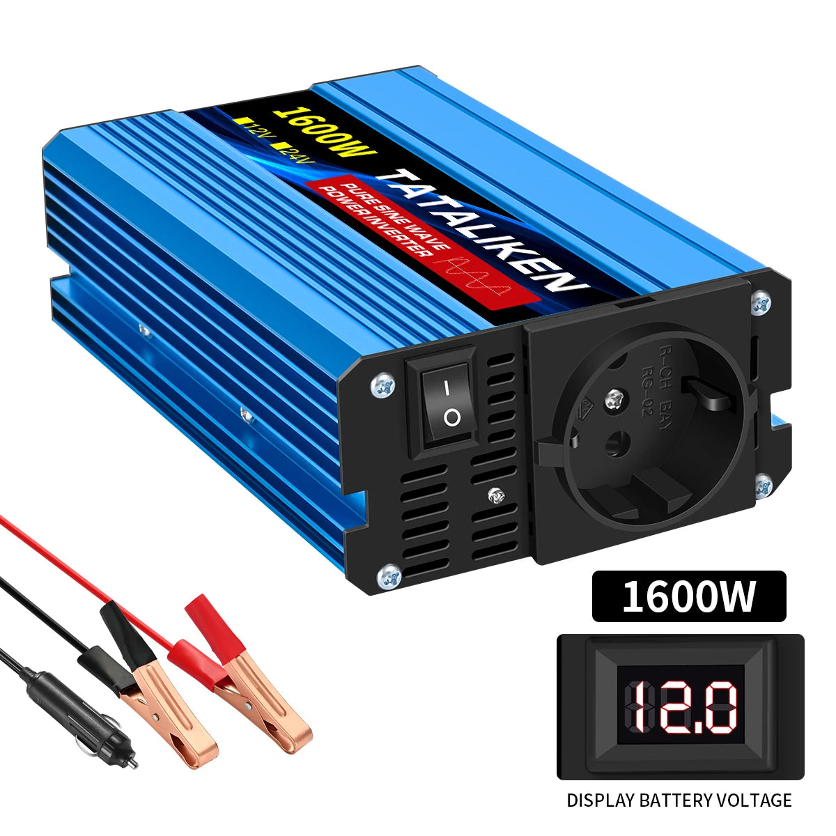 Автомобилен инвертор 12V към 220V 50Hz, чиста синусоида, EU контакт, с LED индикация