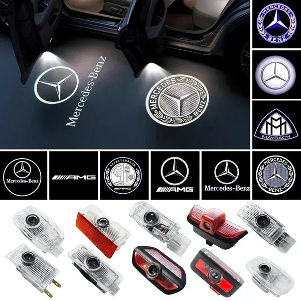 Комплект 2 бр. LED прожектори за врати с лого за Mercedes-Benz (GT, W223, W639, W168, W245, W215, W164, X164, W204, W219, W206, W209, W218)