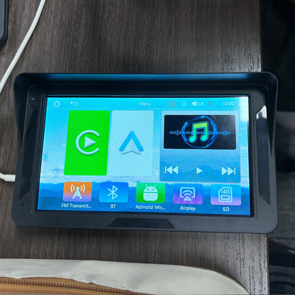 Podofo 7" преносим автомобилен дисплей с безжичен CarPlay/Android Auto, AirPlay, Bluetooth, FM трансмитер, AUX, HD 1024x600